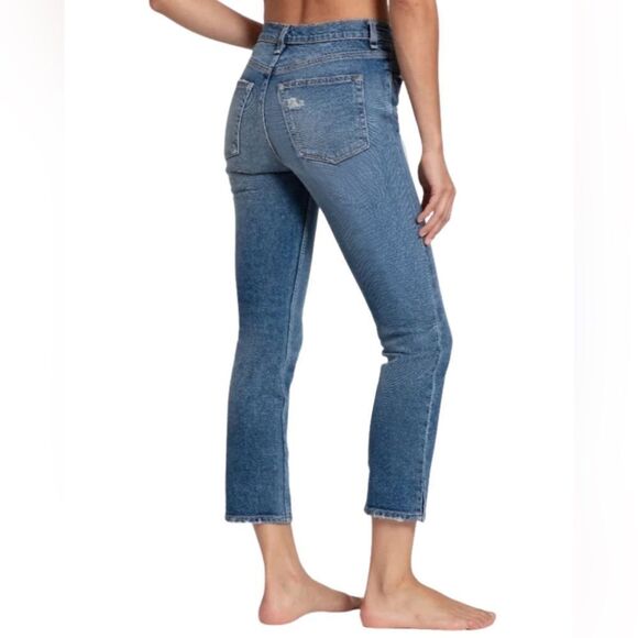 ASKK NY luxury Mid Rise marina blue Straight leg crop Japanese denim jeans sz 26 - Picture 2 of 8